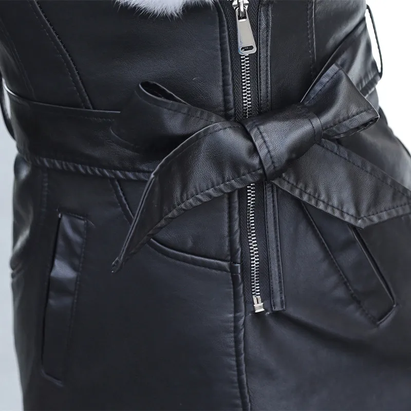 Большие sizeS-3XL, кожаная куртка, женская верхняя мода, новинка, бархат, искусственная кожа, куртка для девушек, модельное длинное кожаное пальто для женщин