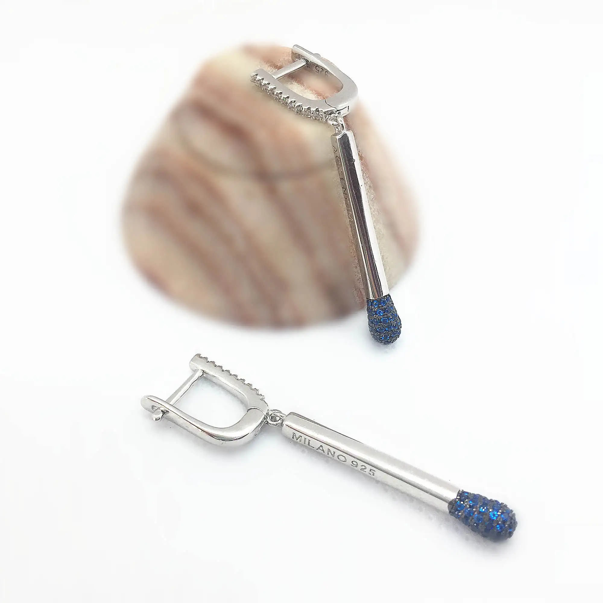 blue stone 925 пробы серебряные висячие серьги, подходящие серьги с циркониевым камнем, металлическая палочка для женщин, сочетающиеся с огненными Ретро ювелирными украшениями, очаровательный подарок - Окраска металла: blue stone