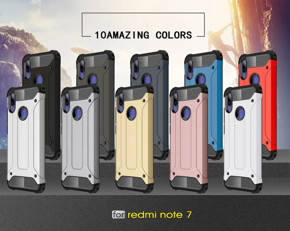 Original Shockproof Armor Case For Xiaomi Redmi Note 7 5 Pro 4X 4 X Hybrid Rubber Silicone Protective Cover Hard PC Phone Cases | Мобильные