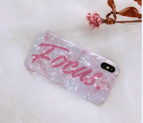 Wixcen Korea Pink Crystal Shell Phone Case English Letter Soft Tpu for Iphone 7 7plus 6 6s 8 Plus X Glitter Back Cover |