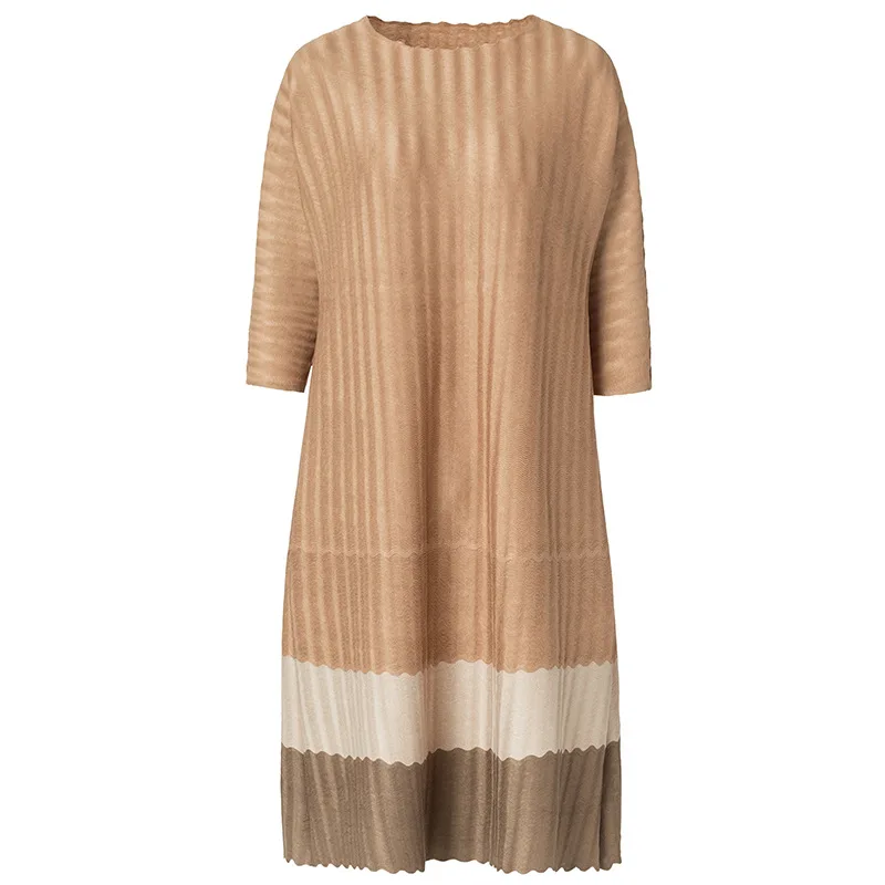 

Fashion Printed Striped 2019 New Summer Women O-neck Plus Size Long Loose Causal Dress Nt-01