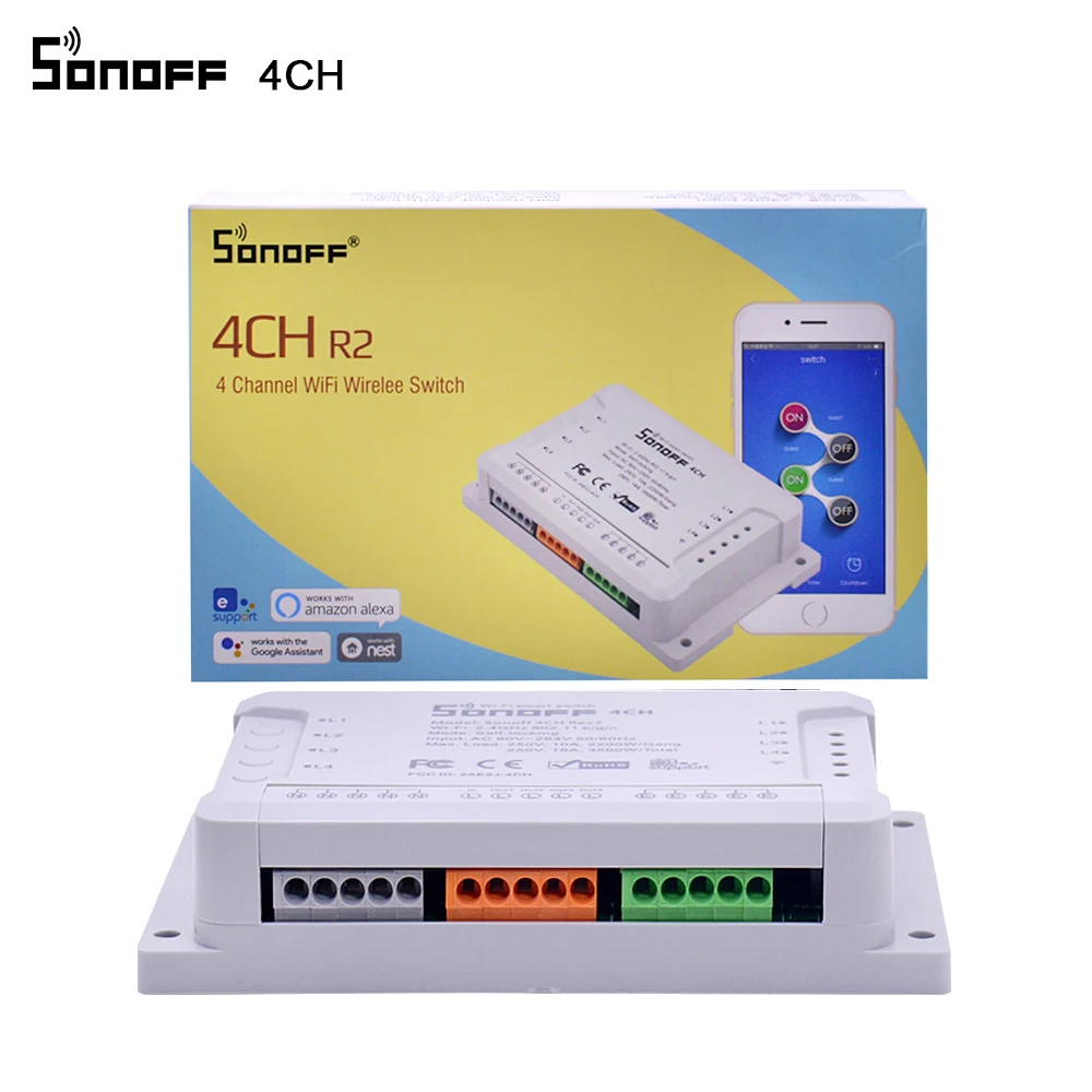Sonoff 4CH умный беспроводной модуль переключателя 4 канала независимый для умного дома Автоматизация управления Лер умный пульт дистанционного управления
