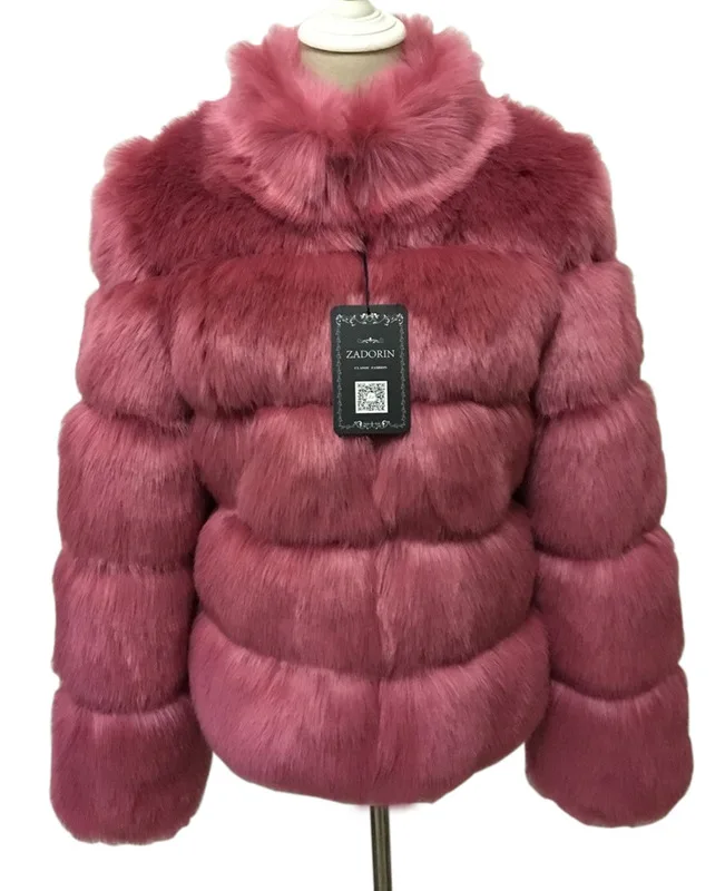 red Новое поступление, зимнее пальто из искусственного меха, женские модные плотные меховые куртки, женские высококачественные меховые пальто из искусственного лисьего меха, DS50756 - Цвет: red