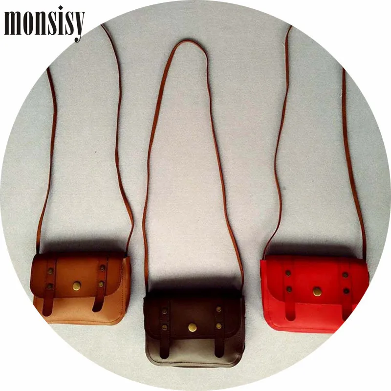 Monsisy Christmas Children Handbag Wallet Boy Coin Purse Bag Vintage Rivet PU Leather Girl Shoulder Retro Kid Small Gift |