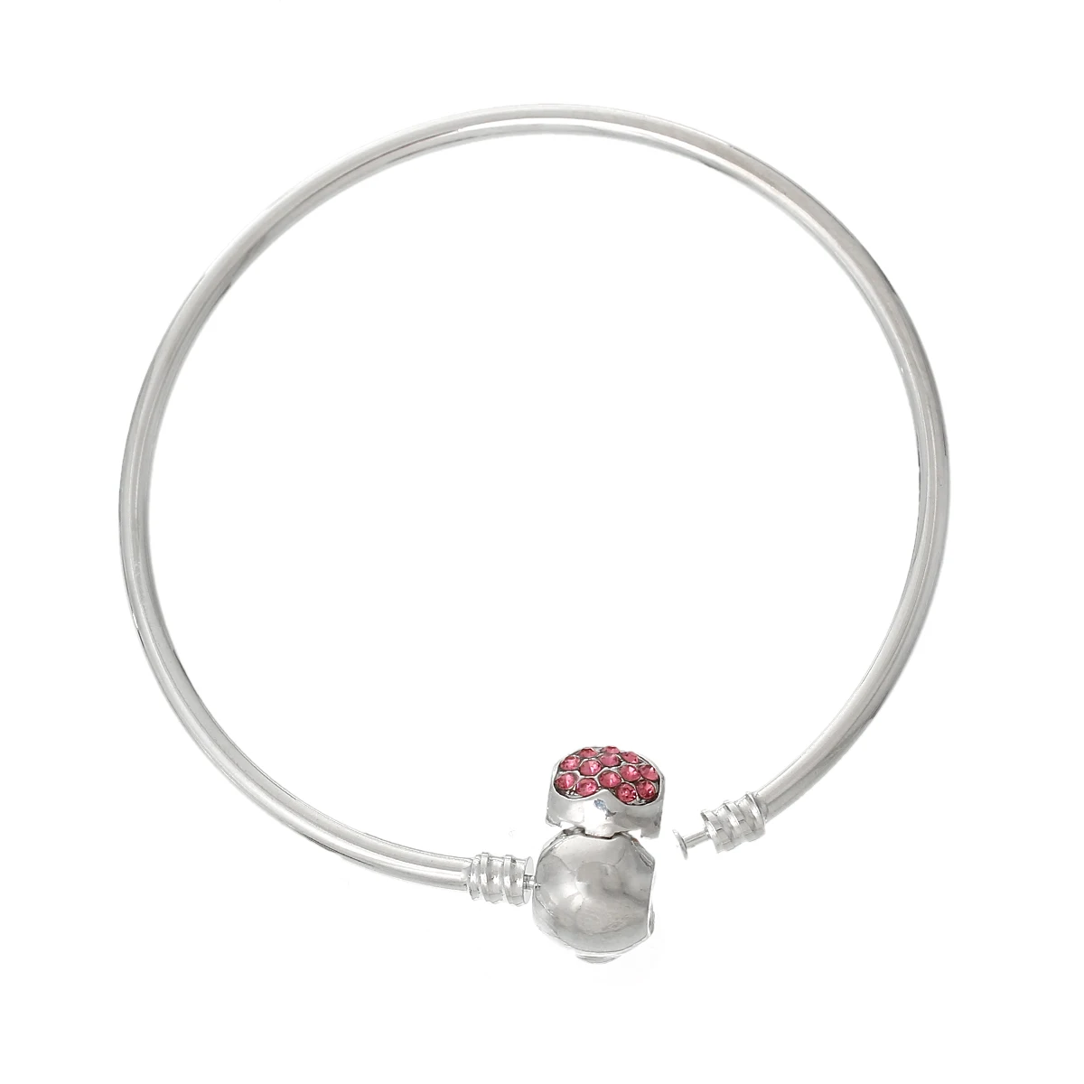 DoreenBeads медные европейские браслеты талисманы серебристого цвета стразы фуксия