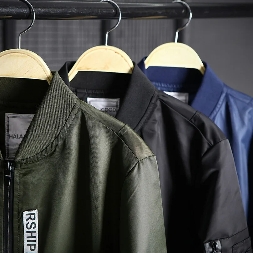 Мужская куртка-бомбер Повседневная однотонная куртка высокого качества на весну