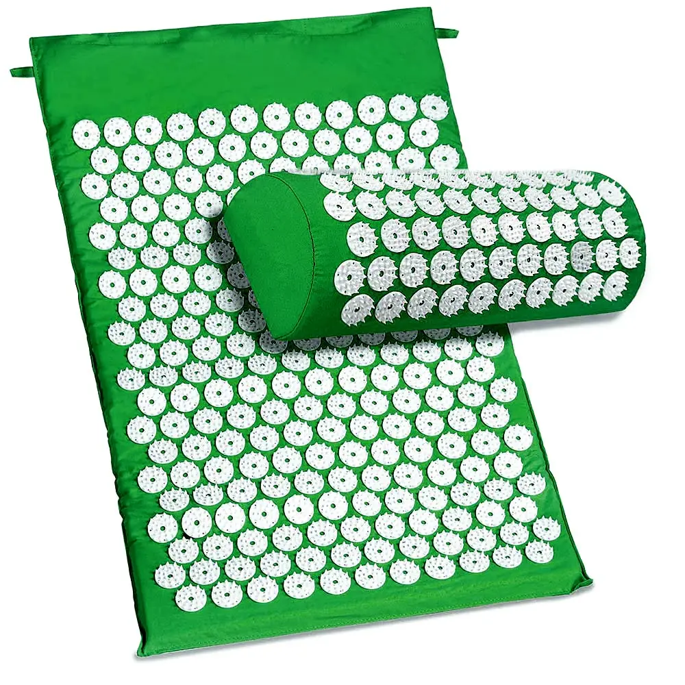 green pillow Массажный ковер для тела, подушка для йоги, массажер для акупрессуры, облегчение стресса, голова Спайка, массажный коврик, акупрессура, Синий Фиолетовый, подушка - Цвет: green pillow