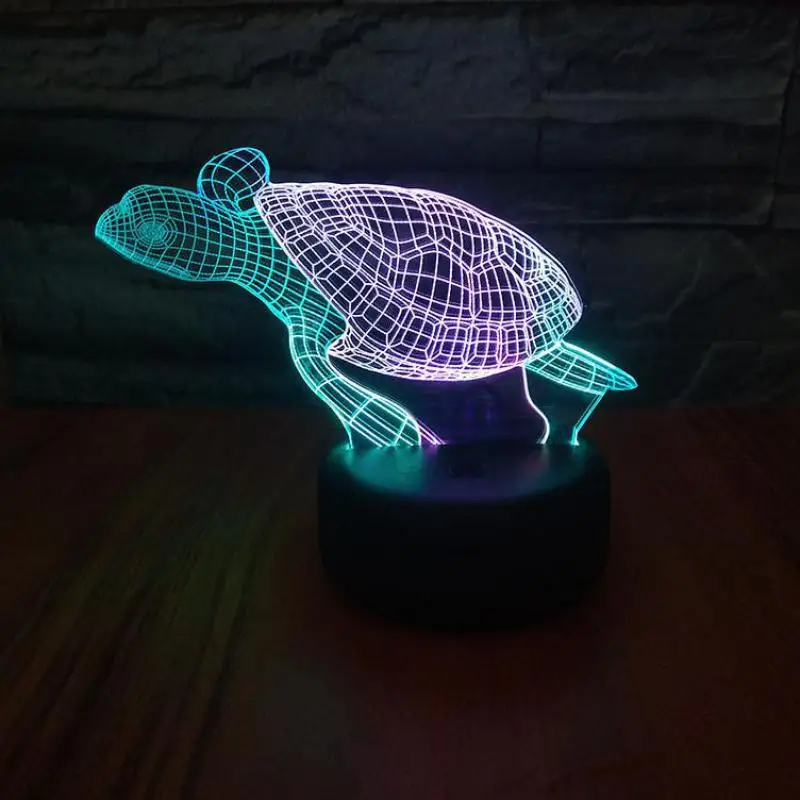 Черепаха 3d Визуальный ночник креативная красочная сенсорная Зарядка