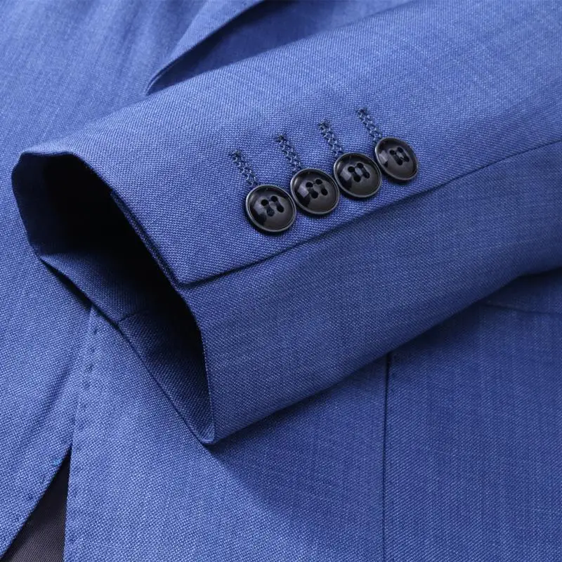 Slim Fit Для мужчин костюмы для свадьбы одной кнопки темно синий светло голубой s