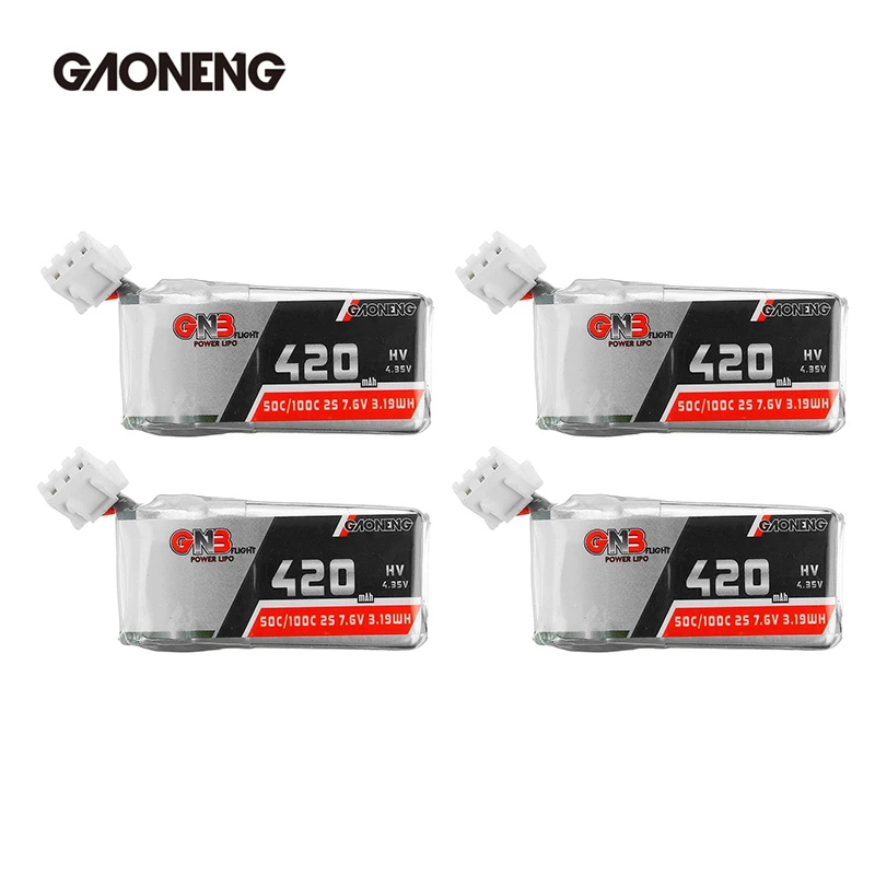 4 шт. Gaoneng 420 мАч 50C/100C 2S 7 6 V HV 35 Lipo батарея для Kingkong tiny GT8 RC Micro FPV Racing Cine Whoop BetaFPV