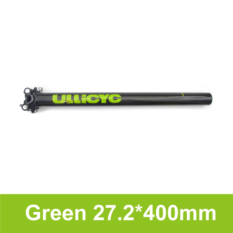 Green 27.2X400mm Ullicyc труба из углеродистого волокна 3 K полностью из углеродного волокна, подседельный штырь для горного велосипеда Красочные горы/дорожный велосипед велосипедные стойки для сидения 27,2/30,8/31,6*350/400 мм - Цвет: Green 27.2X400mm