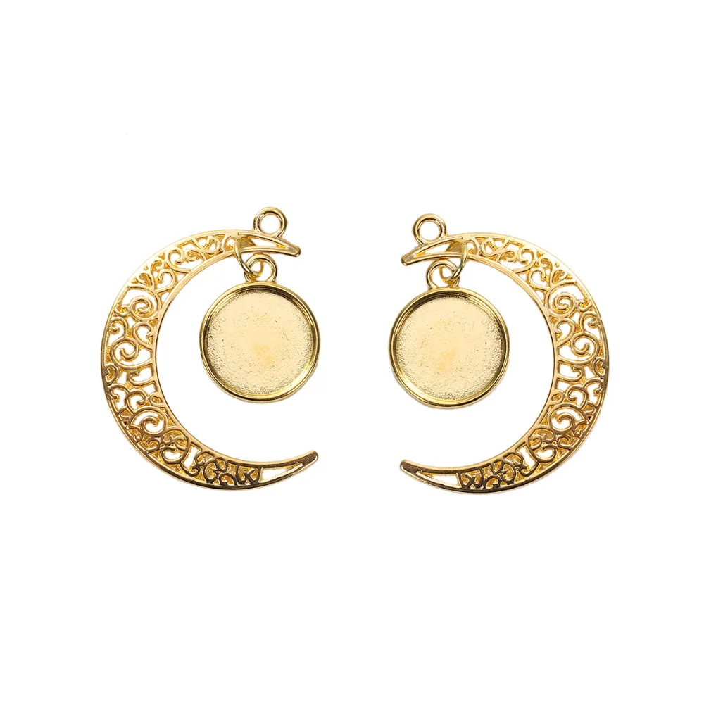 Подвеска Doreen Box из сплава на основе цинка с полумесяцем золотого цвета круглыми