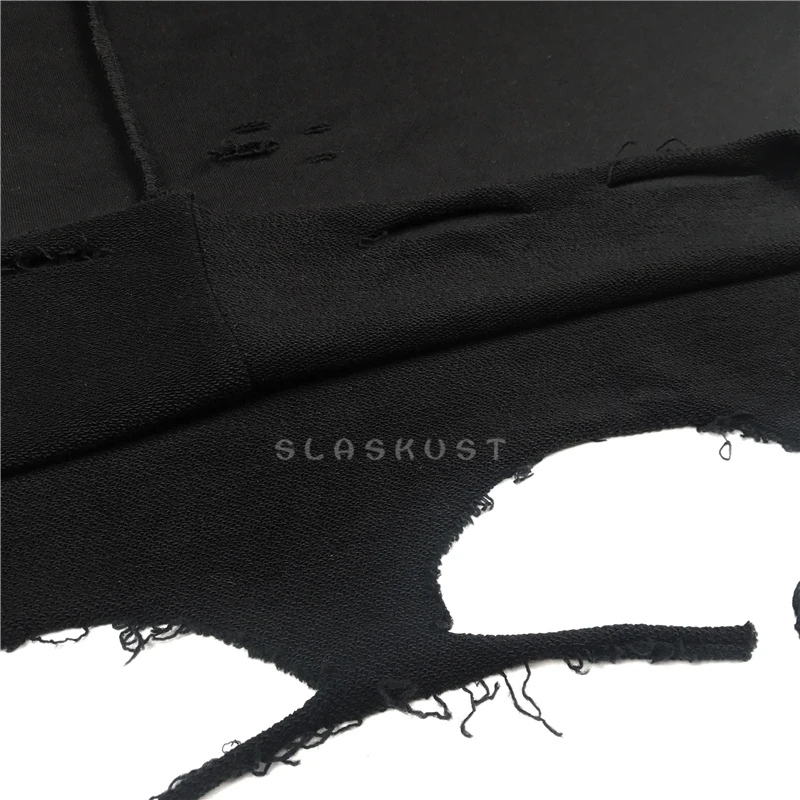 Наизнанку стиль Огорченная Толстовка Kanye West оверсайз Рваные дыры пуловер мужская уличная одежда
