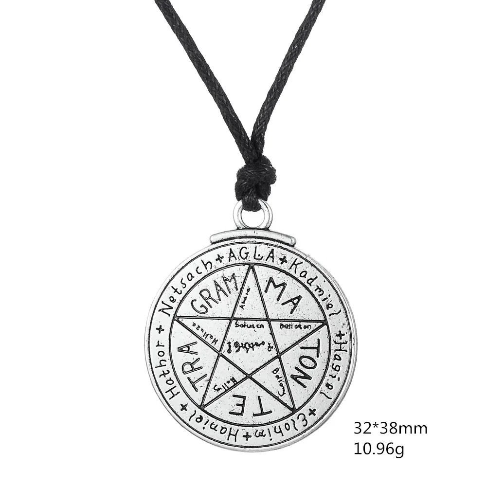 24 SKYRIM Винтаж Wicca тетраграмматон пентаграмма кулон Пентакль ожерелье Соломон талисман амулет ювелирные изделия для мужчин Рождественский подарок - Окраска металла: 24