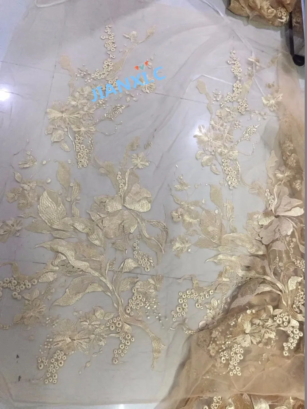 Вышитая ткань хорошо выглядит Свадебная кружевная ткань JIANXI.C-110139 африканская французская кружевная ткань