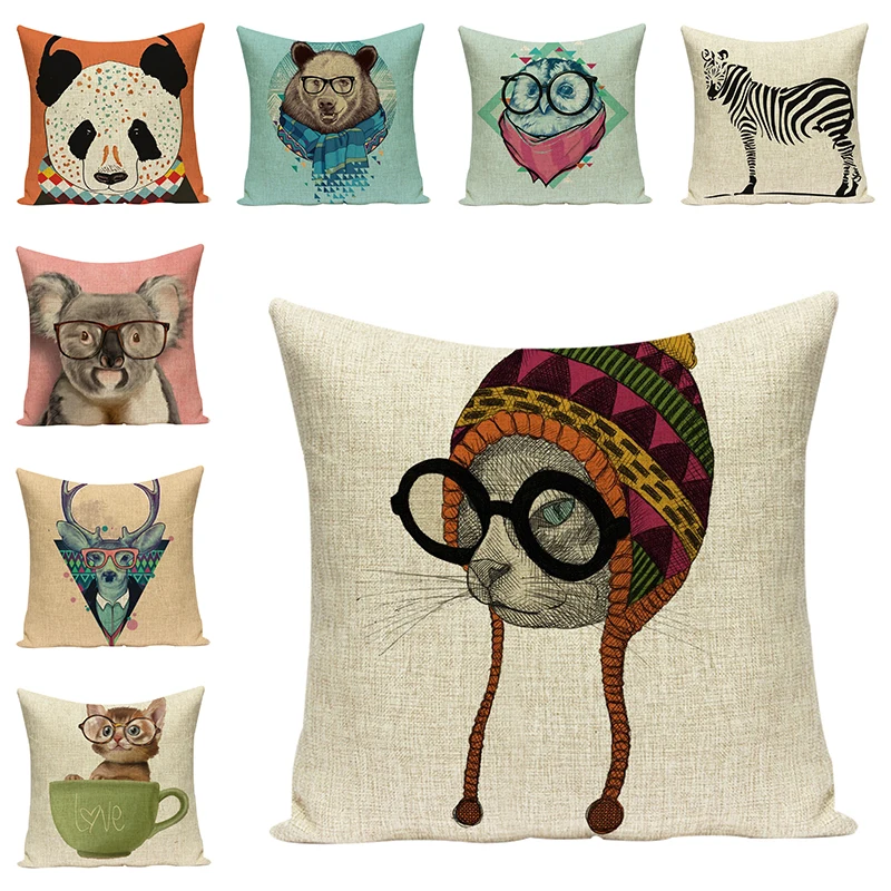 

Чехол для подушки с мультяшными животными, декоративная подушка с принтом, чехол для дивана, чехол для диванной подушки, аксессуары для авто...