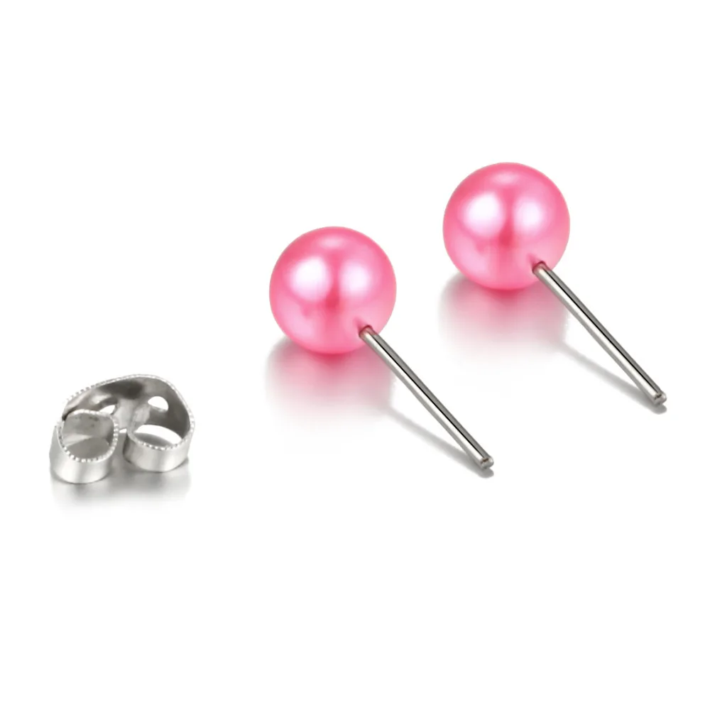 Серьги гвоздики ZOSHI женские круглые цветные серьги с искусственным жемчугом