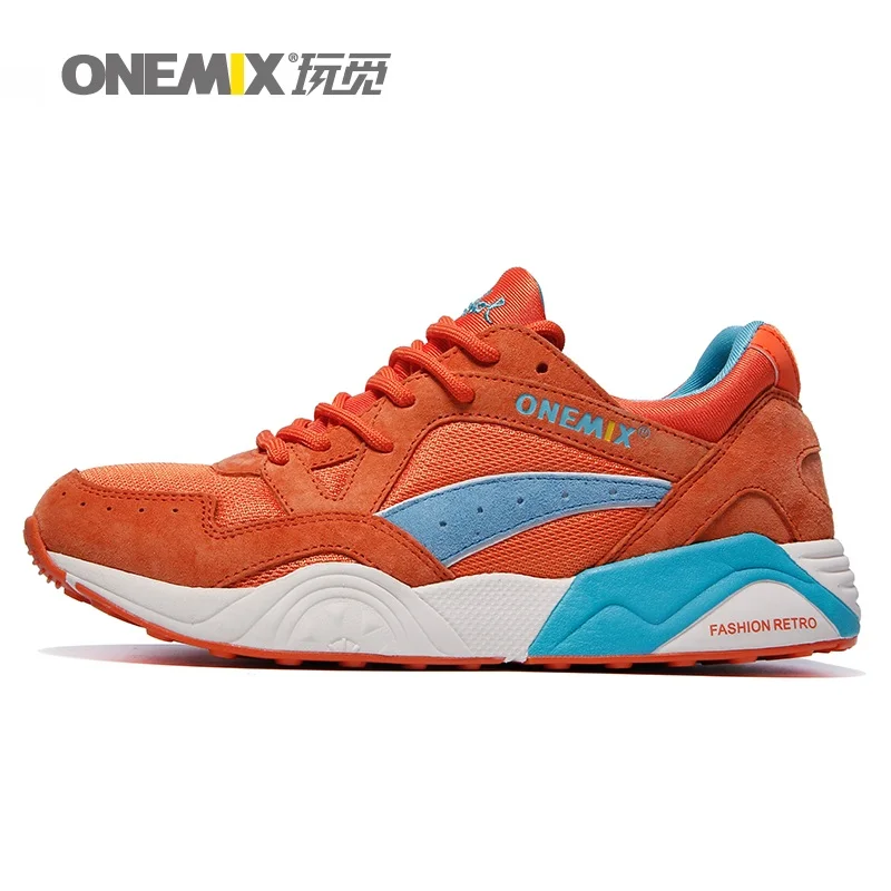 Orange Red WM ONEMIX мужские кроссовки для женщин дышащие Ретро трендовые стильные спортивные кроссовки уличная походная прогулочная обувь 7 - Цвет: Orange Red WM
