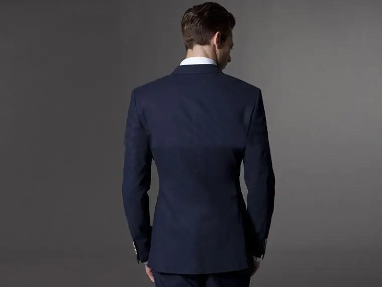 Wuzhiyi Нарядные Костюмы для свадьбы темно-синий мужской костюм Slim Fit Жених смокинги индивидуальные костюм bespoke свет Темно-синие свадебные костюмы для мужчин