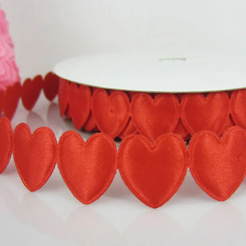 1Roll 20Yards Red Fabric Connect Heart Padded Felt Applique Craft Wedding Decorations 16mmx16mm | Дом и сад