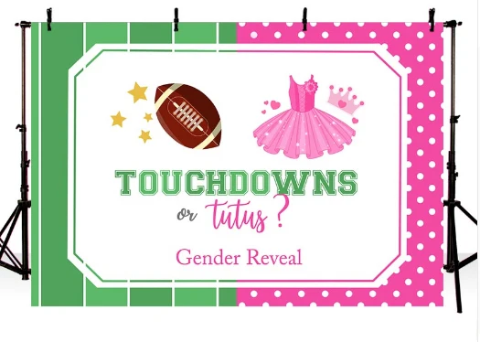 

7x5ft Rugby Football Boy Girl Touchdowns Tutu Gender Reaveal Baby Shower Custom Photo Background Backdrop Vinyl 220cm x 150cm