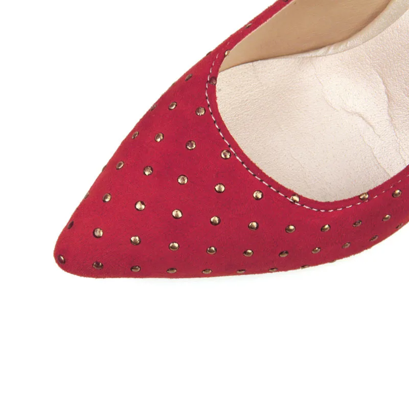 Новые модные однотонные женские туфли из флока на весну и осень большие размеры