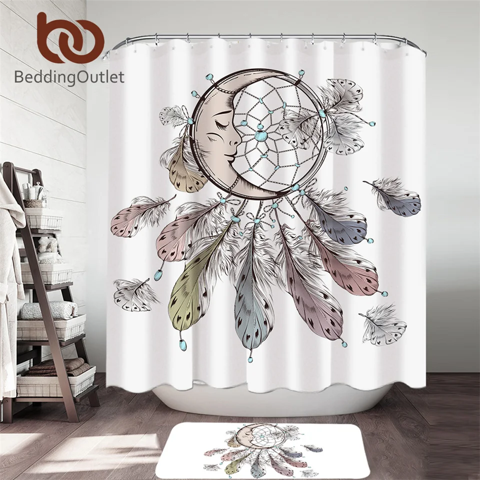 BeddingOutlet душевая занавеска Ловец снов в форме Луны из 2 предметов с искусственными