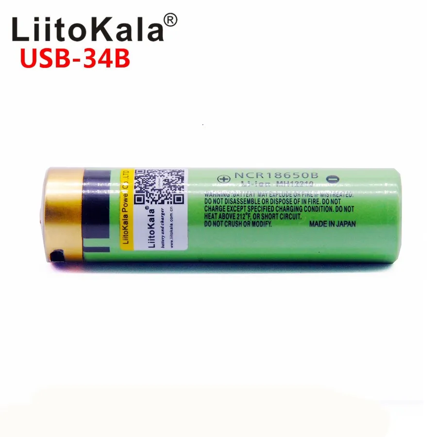LiitoKala USB-34B 3,7 V 18650 3400mAh литий-ионная USB аккумуляторная батарея с светодиодный светильник-индикатор DC-Charging