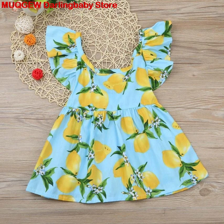 Toldder для новорожденных Обувь девочек с принтом лимонами спинки платье принцессы