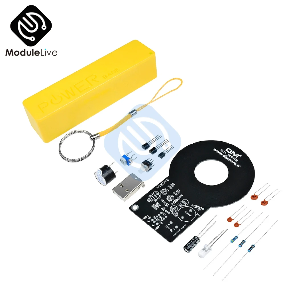 Detector Yellow Box Наборы для самостоятельной сборки металлоискатель с 18650 USB Powerbank чехол металлический тестер сенсорная плата с 18650 зарядным модулем для аккумулятора DC 3 V-5 V - Цвет: Detector Yellow Box
