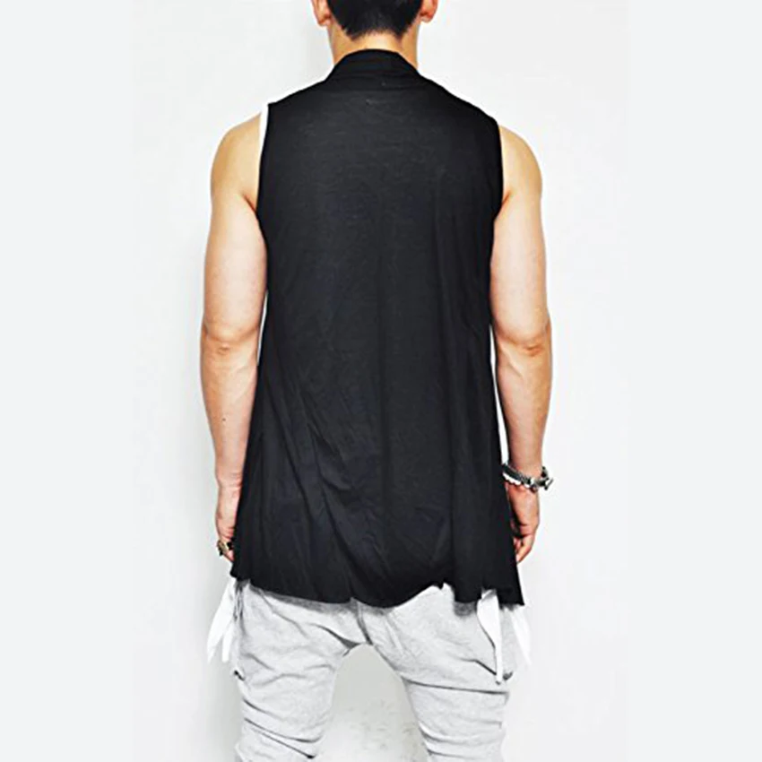SHOKOTANO мужской рябь шаль воротник без рукавов кардиган легкий хлопок длинная длина драпировка жилет накидка