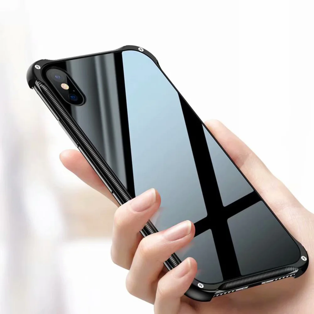 Противоударный металлический чехол для iphone X XS XR max из закаленного стекла и дерева