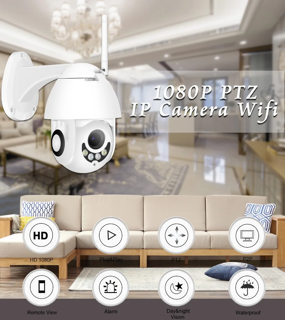 IP камера BESDER 1080P 960P PTZ Уличная С Wi Fi 5 кратным автоматическим увеличением и