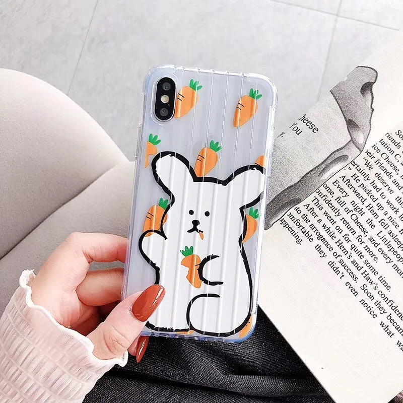 Милый мультяшный белый кролик с морковкой чехол для телефона iphone Xs MAX XR X 6 6s 7 8 plus