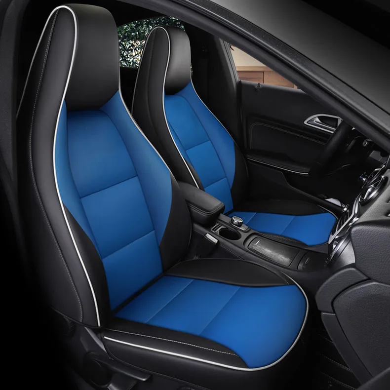 BLUE Кожаные чехлы для автомобильных сидений на заказ для Mercedes-Benz gla200 gla260 cla200 cla 220 cla260 A 180 A200 автомобильные аксессуары для стайлинга автомобилей - Название цвета: BLUE