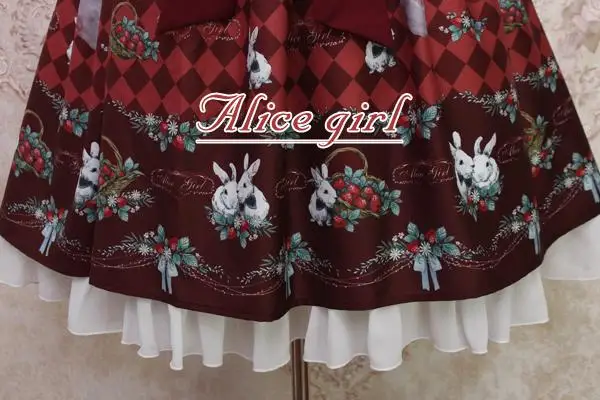 Платье в стиле Лолиты с принтом клубники и кролика; JSK; платье Alice Girl