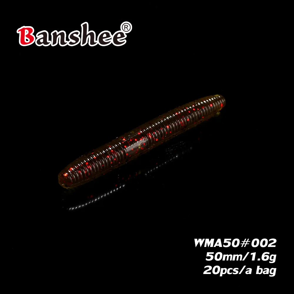 WMA50 Worm Soft Bait Lure Swimbait 1.6g/ 50mm 20pcs/lot Plastic Fake lifelike Walleye bass Artificial fishing for Wacky Jig | Спорт и