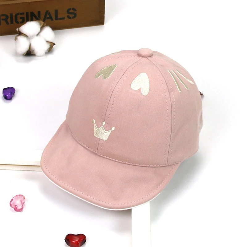 Cute Heart Crown Embroidery Baby Girl Hats Cotton Accessories Newborn Toddler Baseball Cap Summer New For Babies | Детская одежда и
