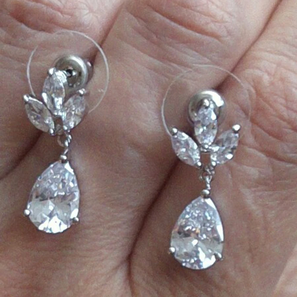 Роскошные серьги-гвоздики Funmode в форме капли воды с фианитами ААА Женские