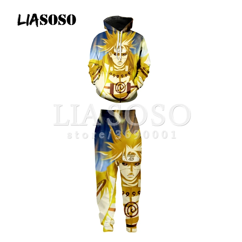 LIASOSO 3d принт унисекс Наруто Какаши Uzumaki Наруто толстовка с капюшоном толстовки брюки спортивные штаны Jogger брюки костюмы X1995