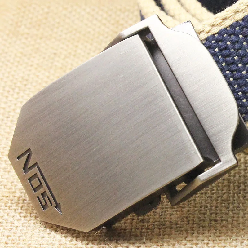 Мужской тканевый ремень унисекс модный из сплава с автоматической пряжкой