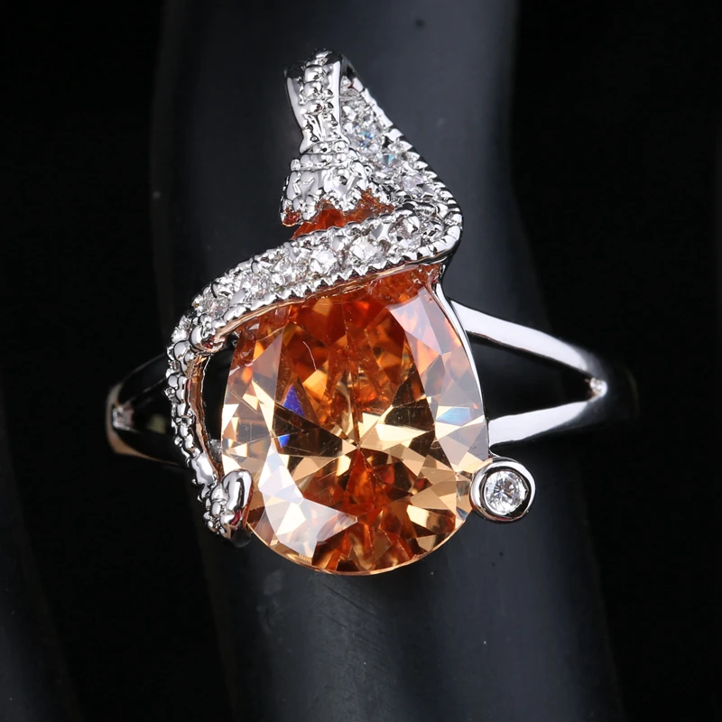Сверкающие оранжевый Шампанское Morganite кубического циркония камни 925 стерлингов