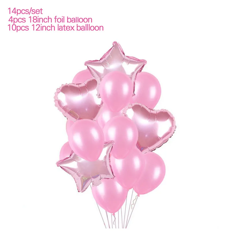 Pink balloon set 1 Украшения для детского душа, воздушные шары для мальчиков/девочек, буквенные фольга, воздушный шар, баннер для детского дня рождения, вечерние украшения - Цвет: Pink balloon set 1