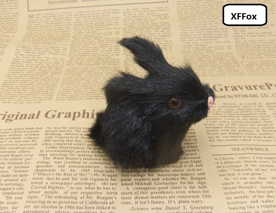 Мини кролик реальной жизни модель из пластика и меха маленький черный кукла