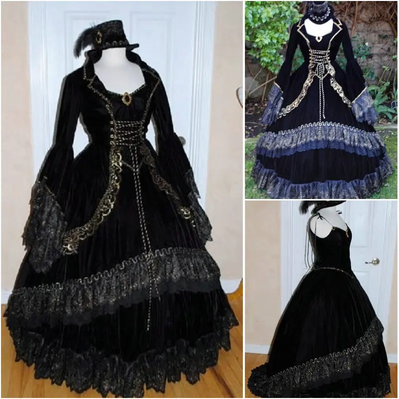 

R-059 Victorian Gothic/Civil War Southern Belle loose Ball Gown Dress Halloween Vintage dresses Custom made