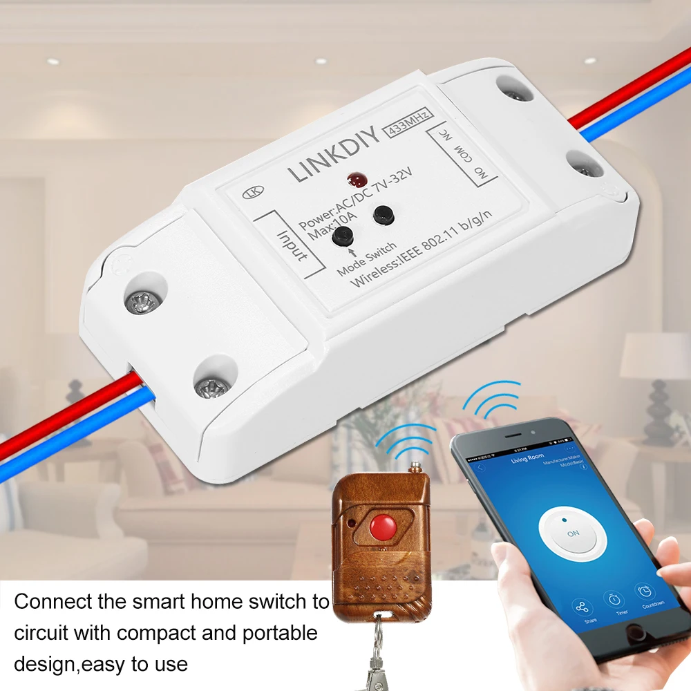 

eWeLink 433Mhz Smart Wifi Switch Universal Wireless Remote Control Switch Module 1CH DC/AC7-32V Timer Phone APP Remote Control