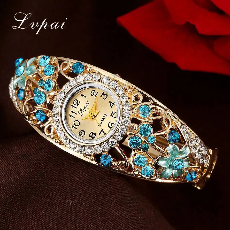 Lvpai Моды Женщин Смотреть Классический Сплав Кристалл Браслет Цветок Наручные