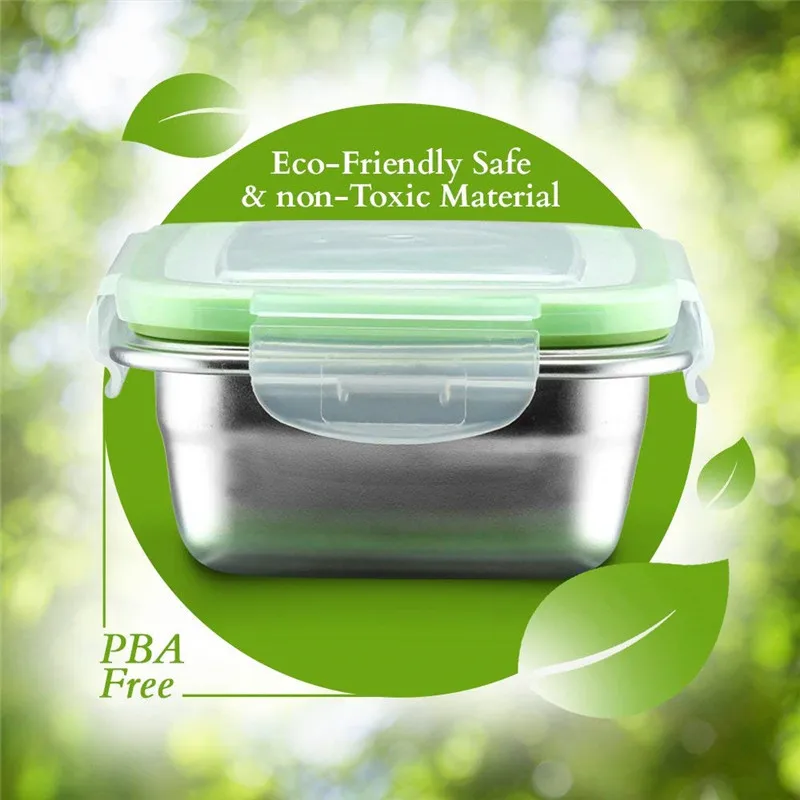 MICCK 304Stainless Steel Crisper Lunch Box Eco-friendly Portable Food Storage Container Refrigerator Leakproof Outdoor Lunchbox | Дом и сад