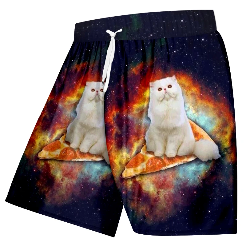 OGKB пляжные шорты для спортзала 3D бега с принтом звездного неба кошка