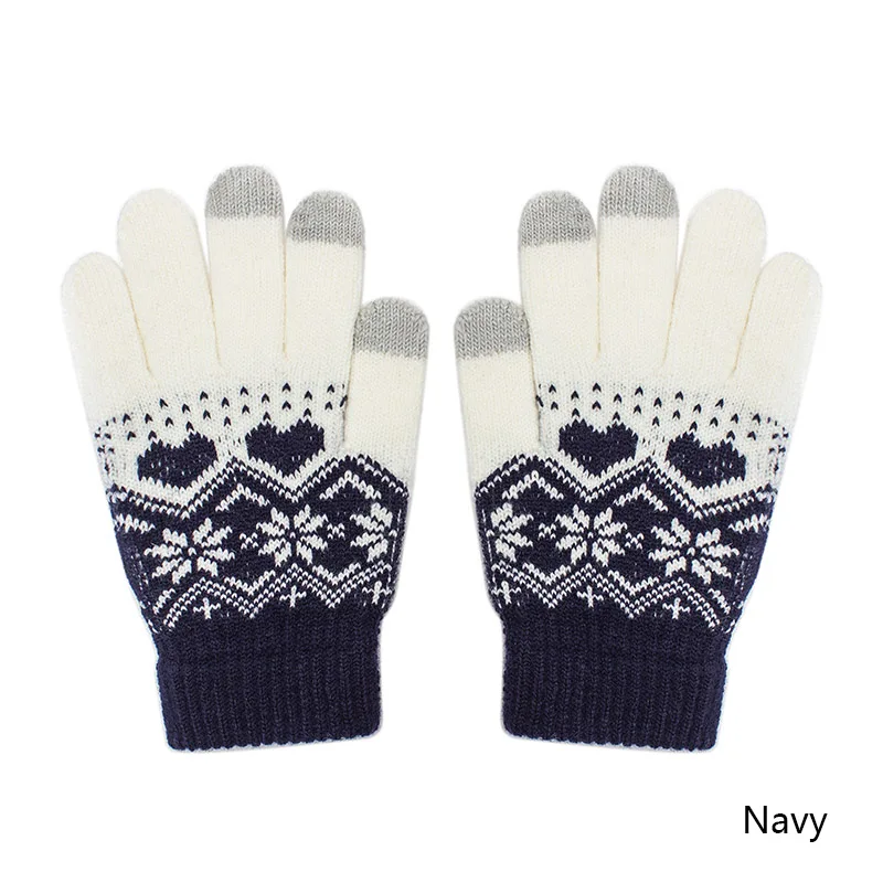 Navy REAKIDS/Детские перчатки с сенсорным экраном для мальчиков; женские перчатки; Детские эластичные вязаные перчатки; варежки; зимние аксессуары; варежки - Цвет: Navy